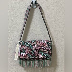 Viral Tik Tok Beaded Pink & Teal Vibrant Paisley Bag